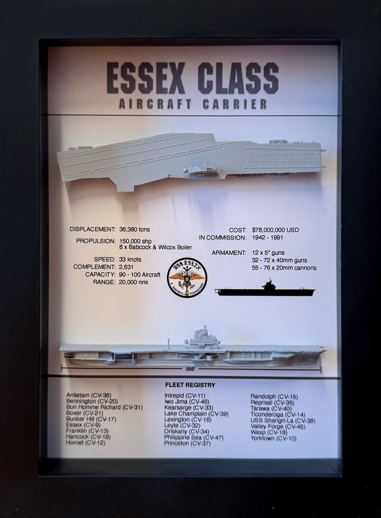 Essex Class Display Shadow Box, 6" x 8", Black