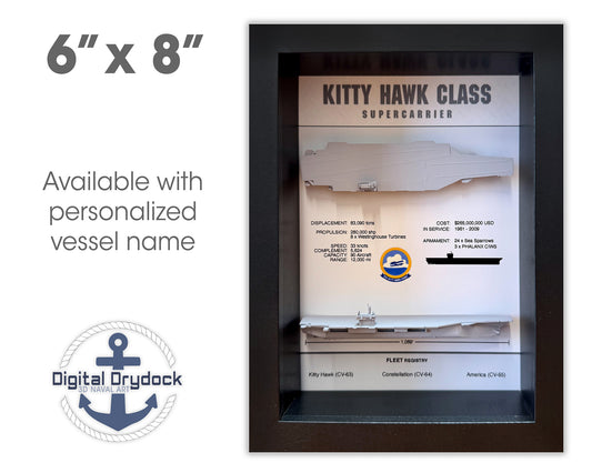 Kitty Hawk Class Carrier Display Shadow Box, CV-63, 6" x 8"